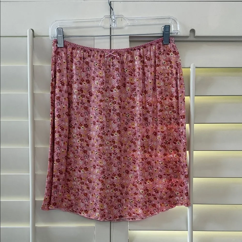 love, Fire Pink Floral Mini Skirt